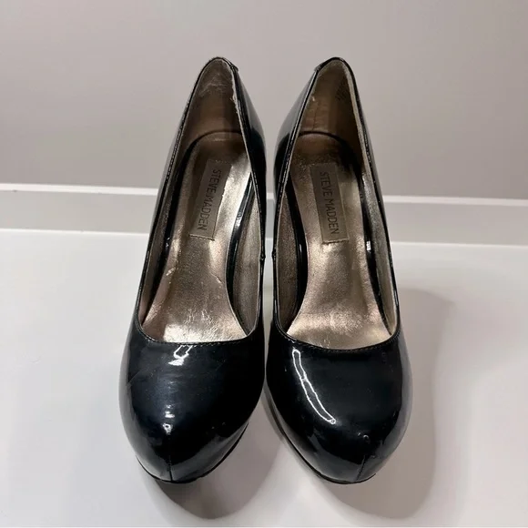 Steve Madden Platform Stilleto Heels Pumps Shiny Black Size 7 - Picture 4 of 5